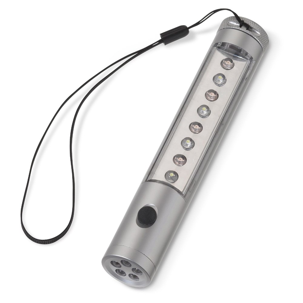 Aluminium Taschenlampe mit Magnet, 5+8 LED´s - Silber