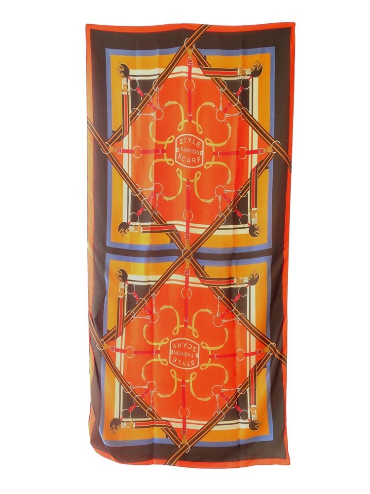 Elegante Damen Schals Pashmina Schals mit Reiter Design für Freizeit Abendkleid Hochzeit Freizeit – 100% Mikrofaser - 90 x 180 - Orange